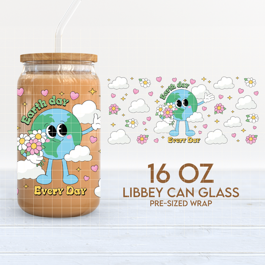 Earth Day Every Day 16oz Cup Wrap PNG SVG