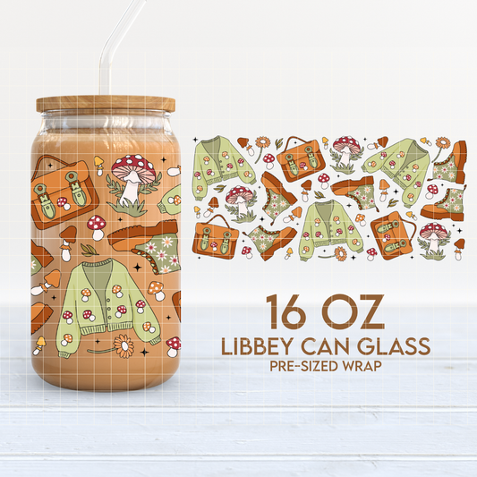 Goblincore Girl | Mushrooms 16oz Cup Wrap PNG SVG