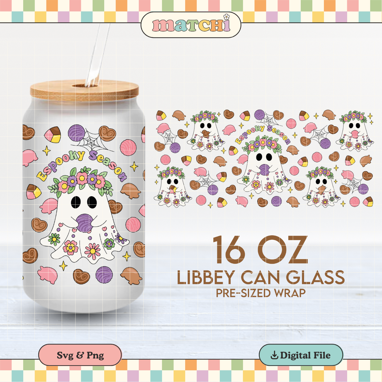 Espooky Season | Hispanic Halloween 16oz Cup Wrap PNG SVG