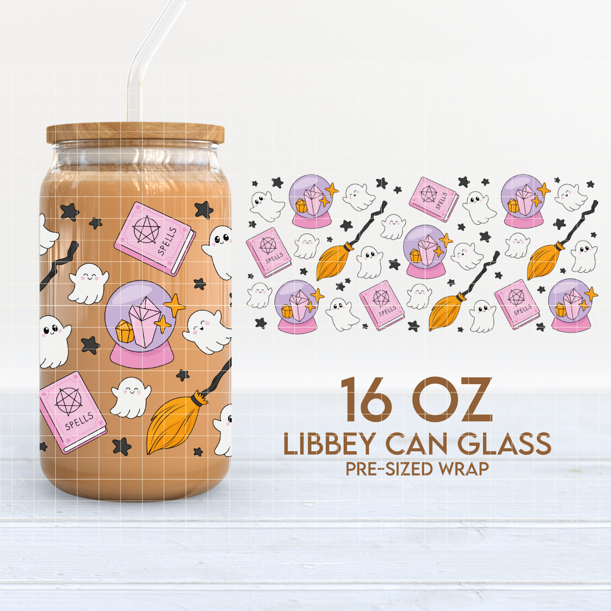 Witchy Things | Coquette Spooky 16oz Cup Wrap PNG SVG