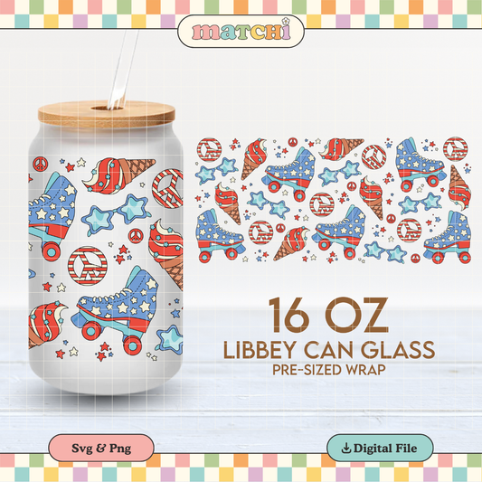 Groovy 4th of July | Patriotic 16oz Cup Wrap PNG SVG
