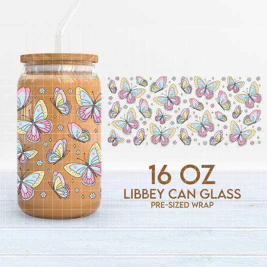 Butterflies | Spring 16oz Cup Wrap PNG SVG