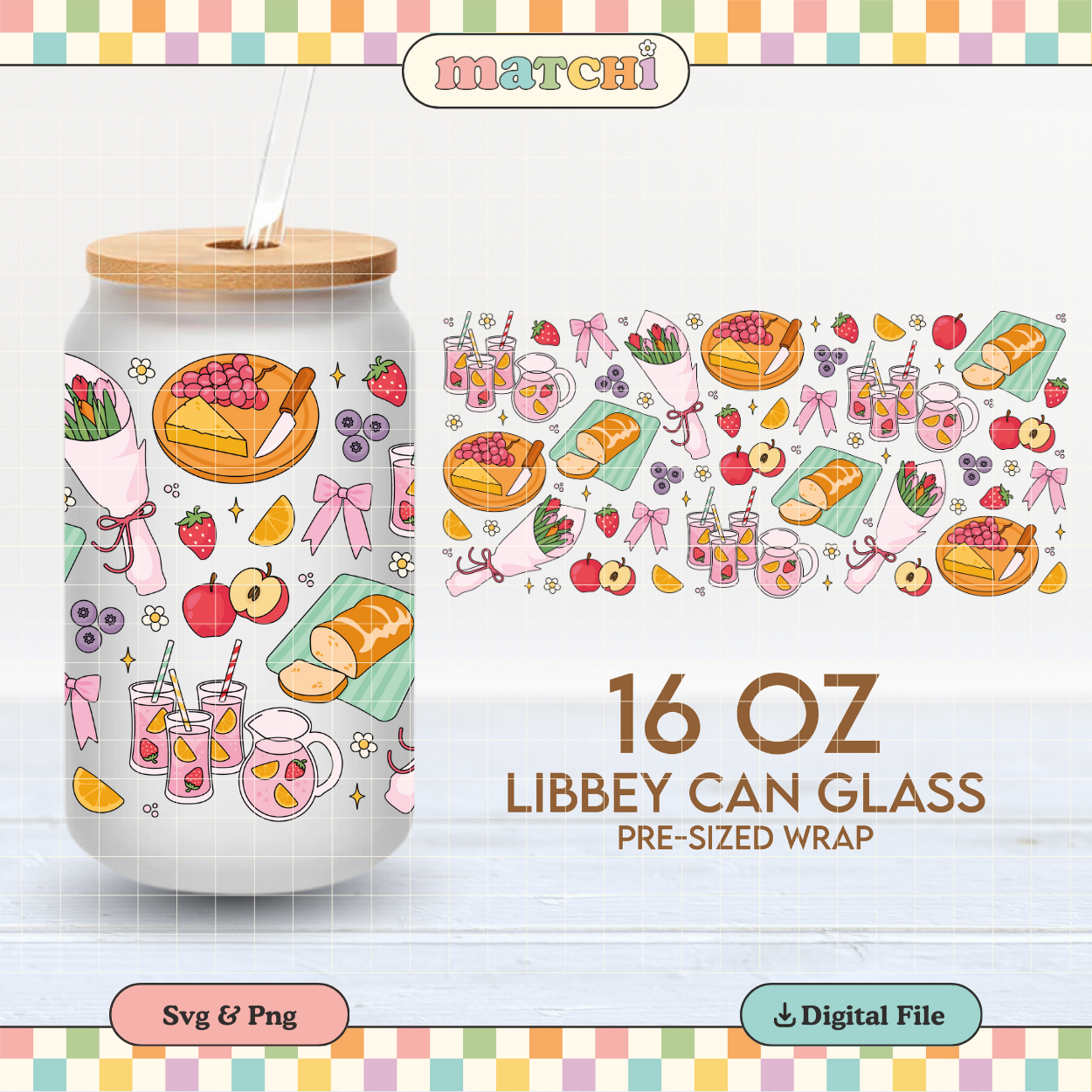 Picnic & Lemonade | Summer 16oz Cup Wrap PNG SVG