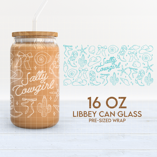 Salty Cowgirl | Summer 16oz Cup Wrap PNG SVG