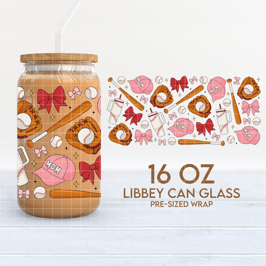 Baseball Mom | Baseball 16oz Cup Wrap PNG SVG