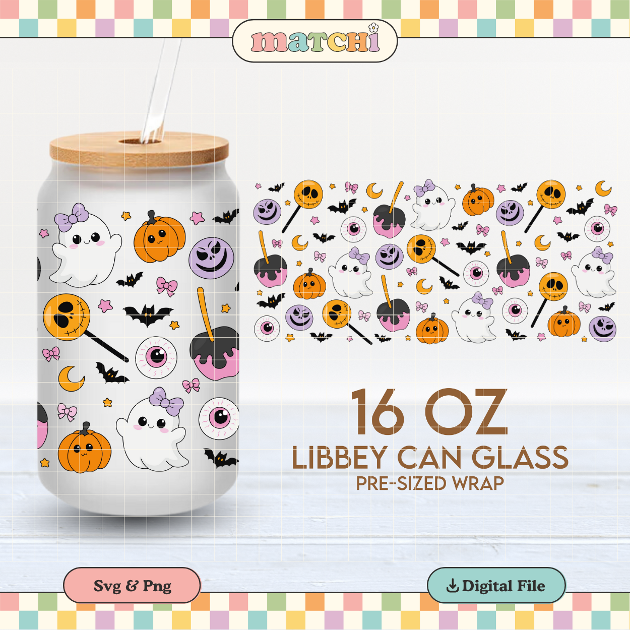 Spooky Ghoul | Coquette Spooky 16oz Cup Wrap PNG SVG