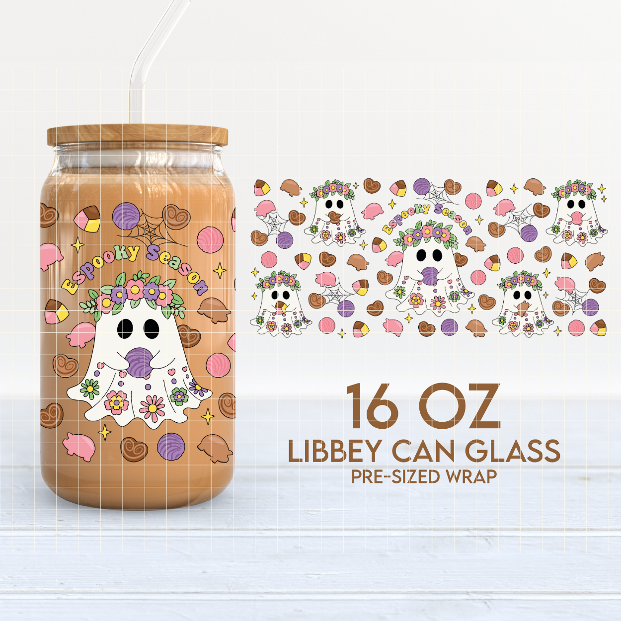 Espooky Season | Hispanic Halloween 16oz Cup Wrap PNG SVG