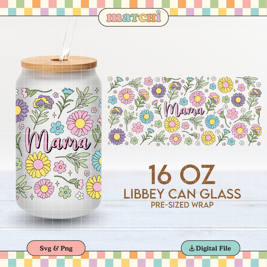 Floral Mama | Mother's Day 16oz Cup Wrap PNG SVG