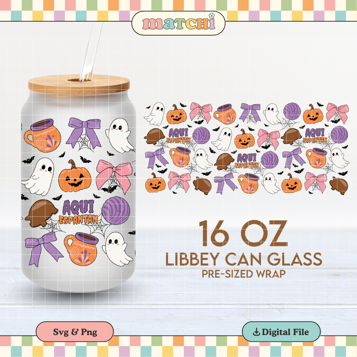 Aqui Espantan | Hispanic Halloween 16oz Cup Wrap PNG SVG