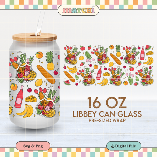 Market Day | Fruits & Flowers 16oz Cup Wrap PNG SVG