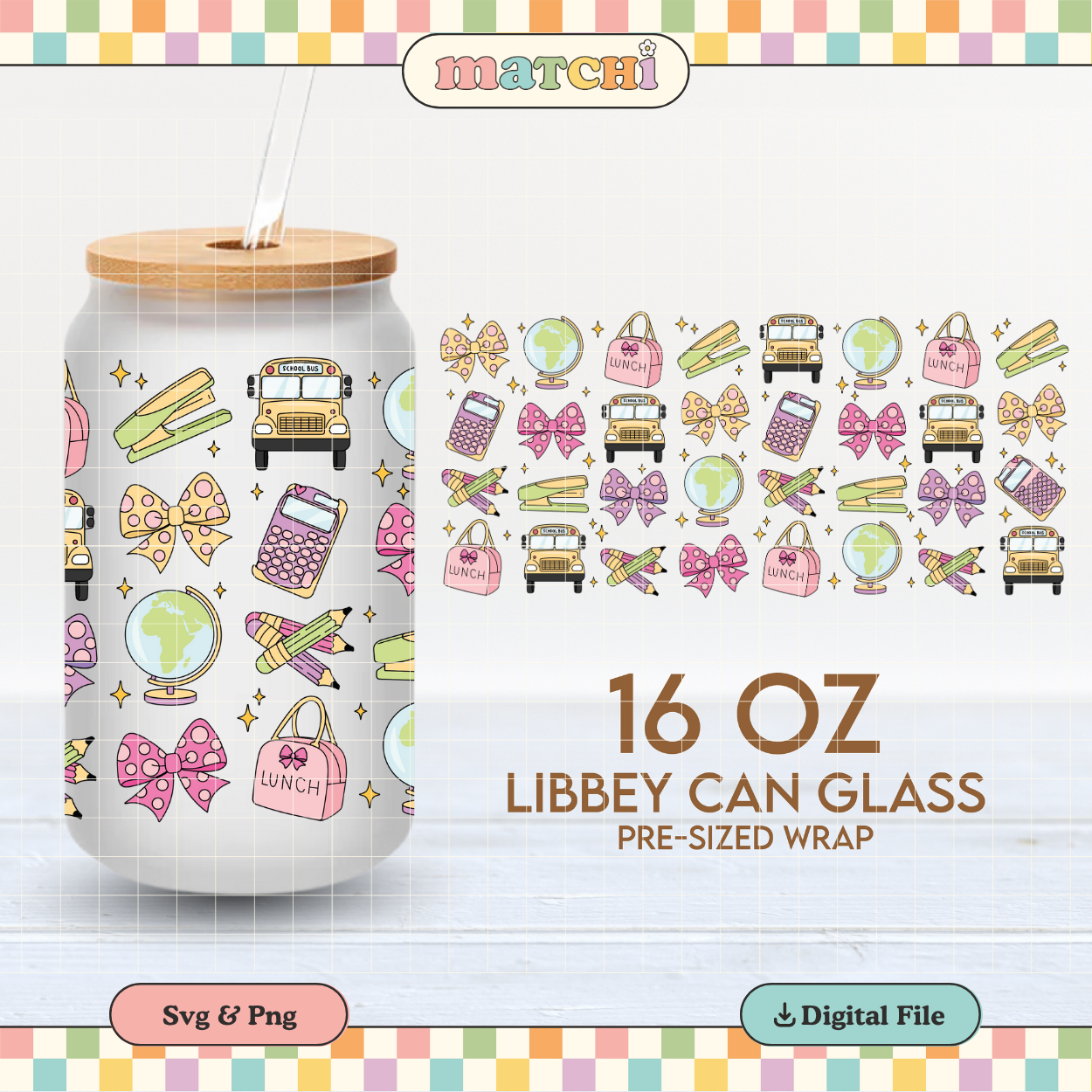 Back to School | School Stuff 16oz Cup Wrap PNG SVG