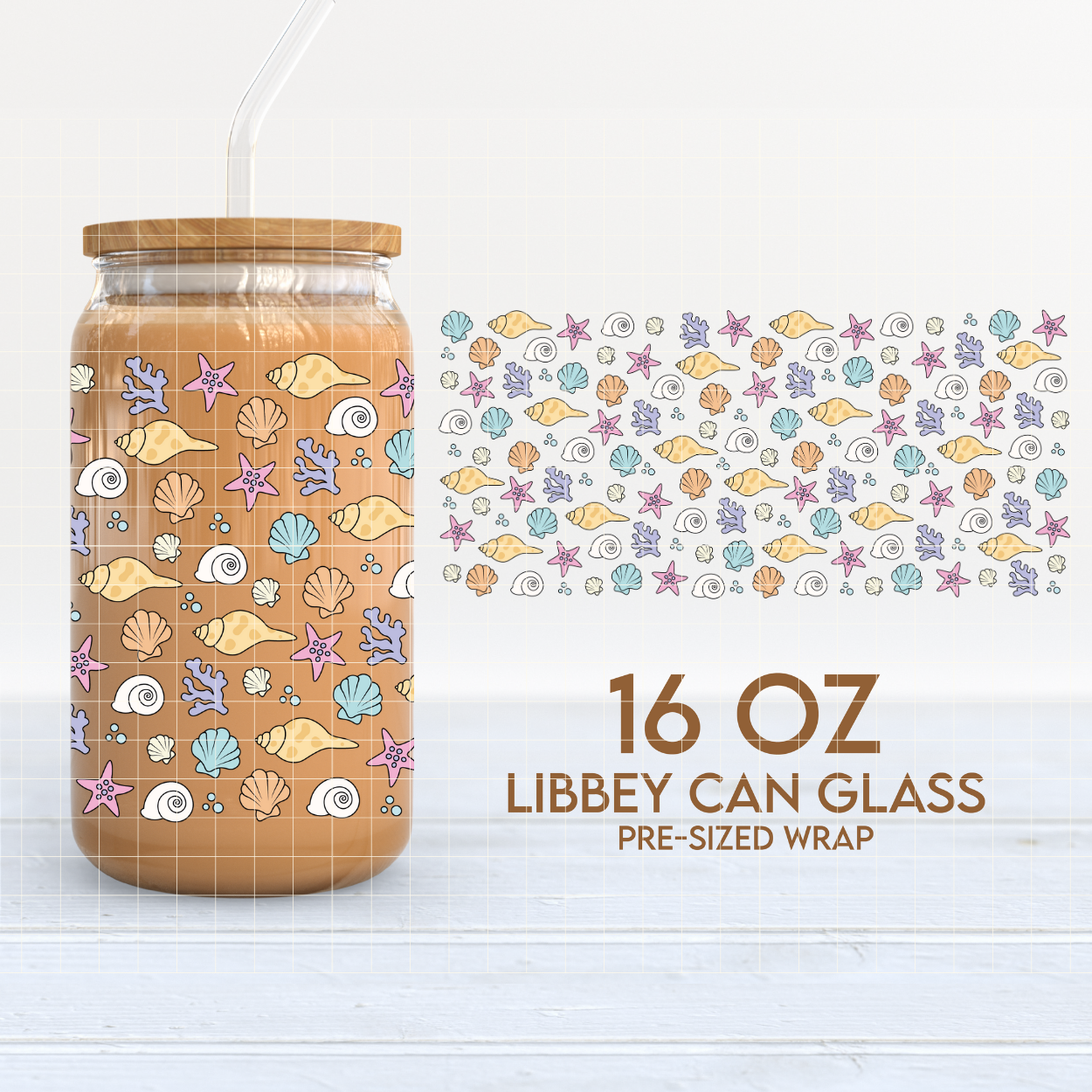 Tiny Seashells | Summer 16oz Cup Wrap PNG SVG