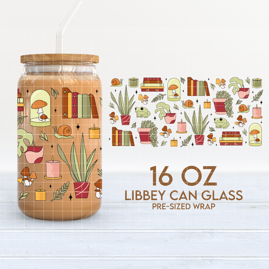 Plants & Books | Goblincore 16oz Cup Wrap PNG SVG