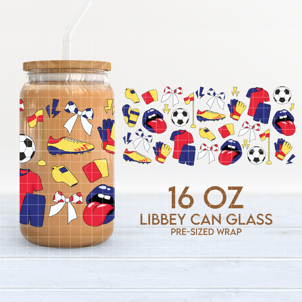 Soccer | Sports 16oz Cup Wrap PNG SVG