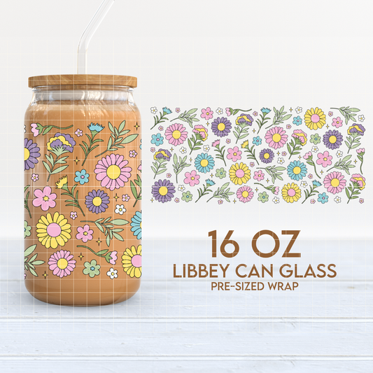 Flowers 16oz Cup Wrap PNG SVG