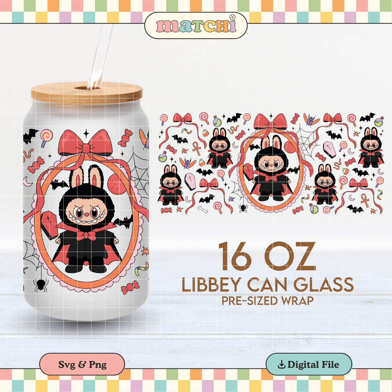 Vampire Monster Doll | Halloween 16oz Cup Wrap PNG SVG