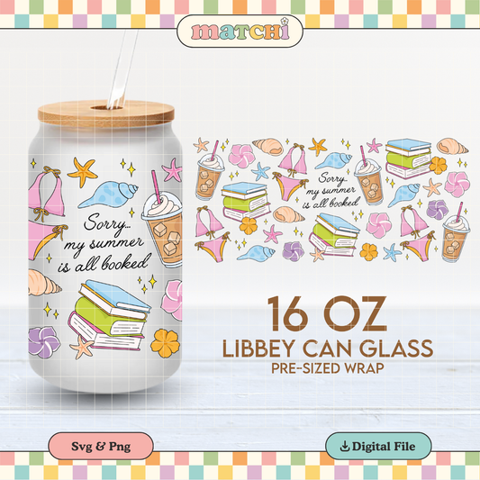 My Summer is all Booked | Bookish 16oz Cup Wrap PNG SVG