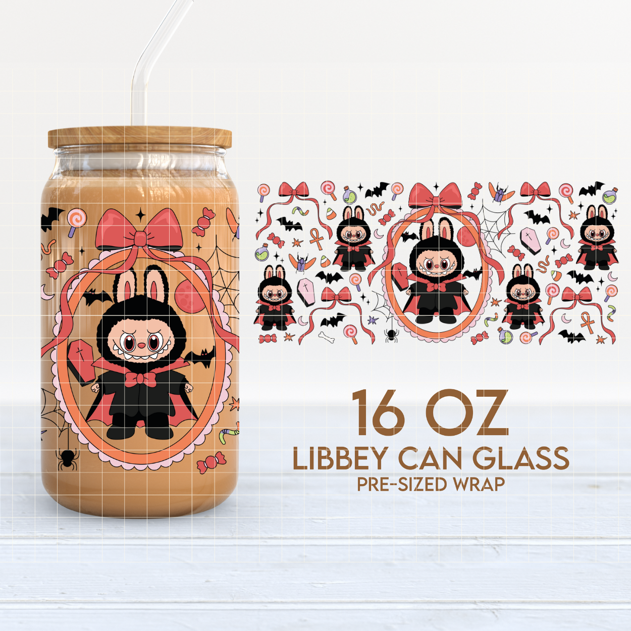 Vampire Monster Doll | Halloween 16oz Cup Wrap PNG SVG