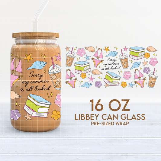 My Summer is all Booked | Bookish 16oz Cup Wrap PNG SVG