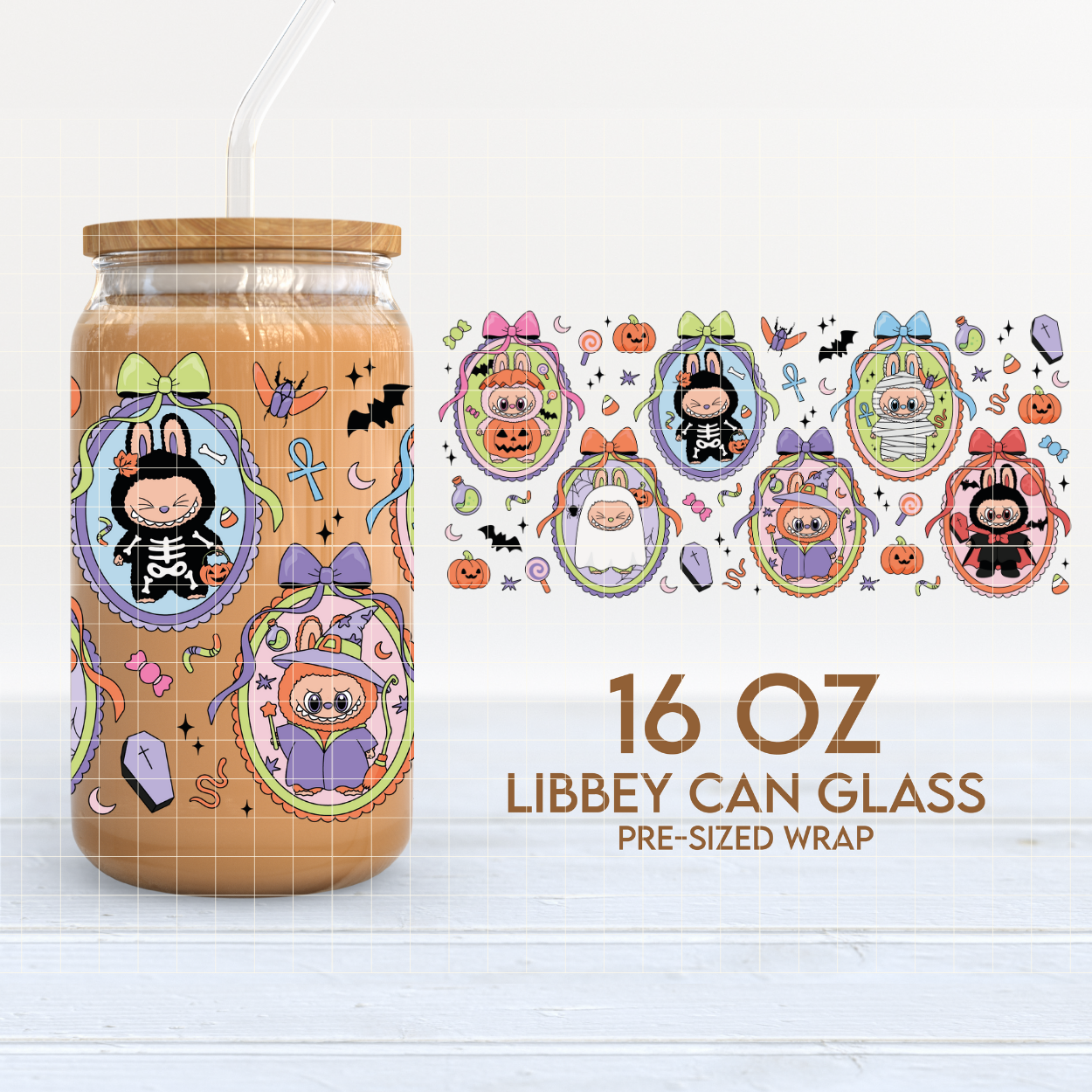 Spooky Monster Dolls | 16oz Cup Wrap PNG SVG