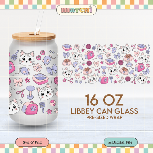 Cute Cat Things 16oz Cup Wrap PNG SVG