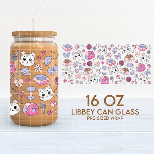 Cute Cat Things 16oz Cup Wrap PNG SVG