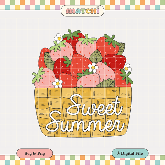 Fresh Strawberries PNG SVG | Sweet Summer Sublimation | Trendy Tshirt Design