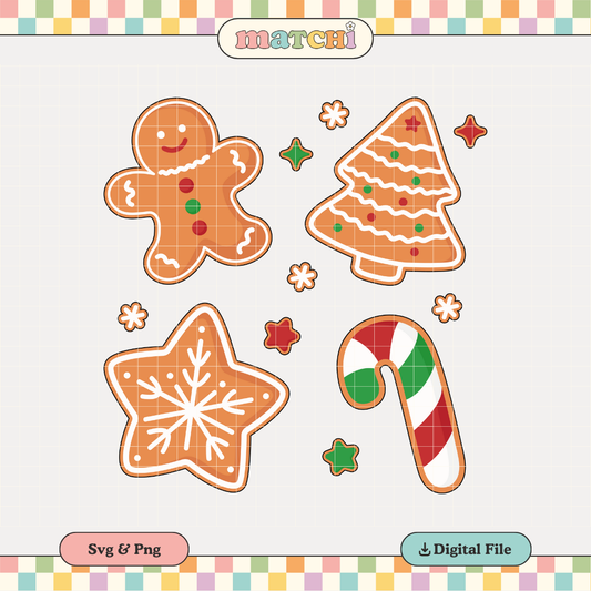Gingerbread Cookies PNG SVG | Christmas Cookies Sublimation | Xmas Tshirt Design
