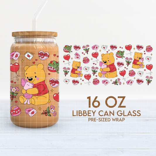 Bear in Love | Valentine's Day 16oz Cup Wrap PNG SVG