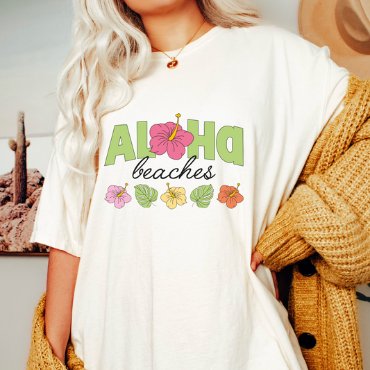 Aloha Beaches PNG SVG | Summer Hibiscus Flower Sublimation | Trendy Tshirt Design