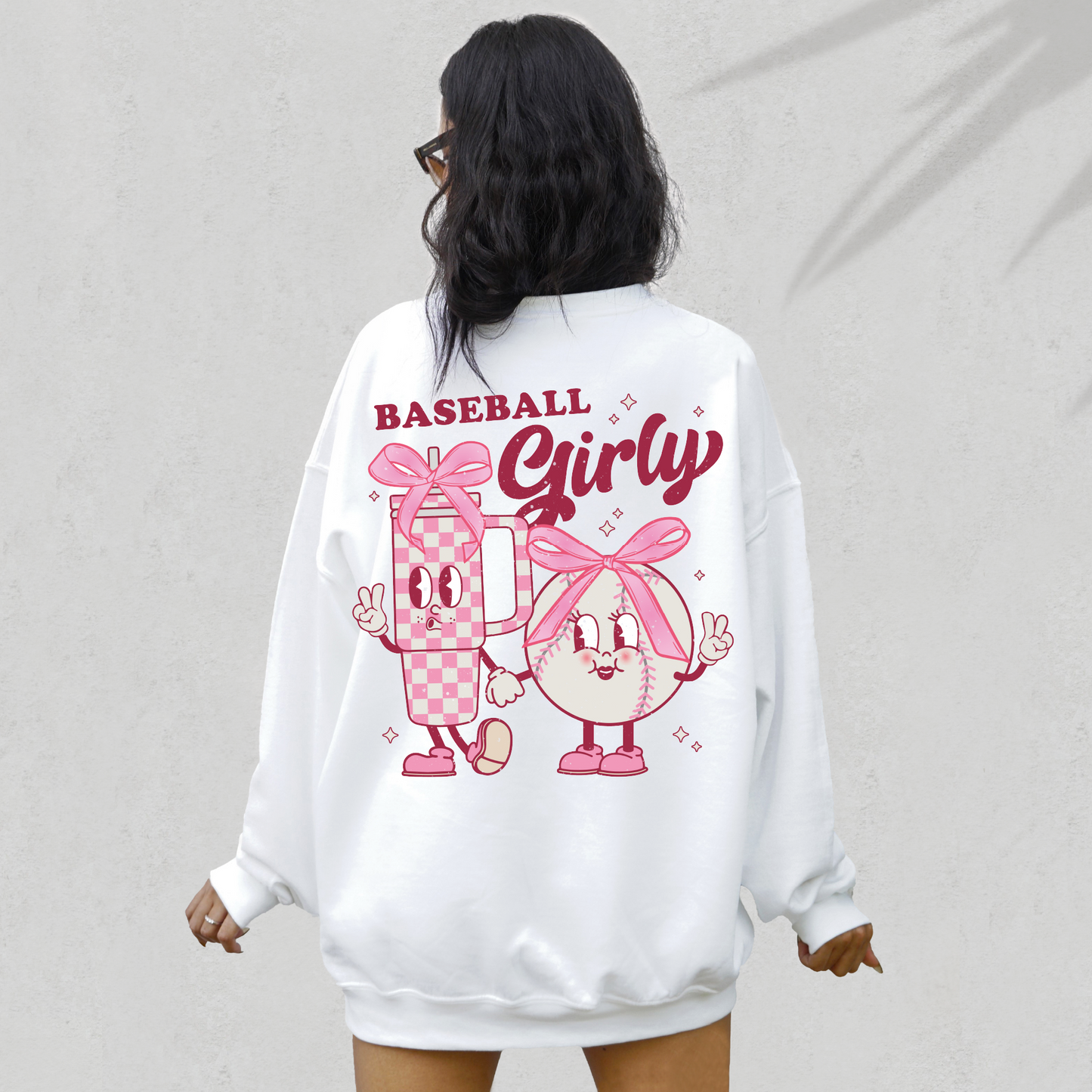 Baseball Girly SVG PNG | Coquette Baseball Character Sublimation | Pink Bow Tshirt Design