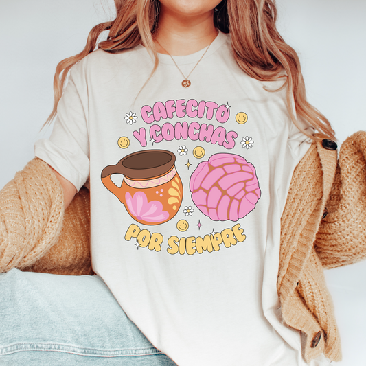 Cafecito y Conchas PNG SVG | Spanish Hispanic Sublimation | Latina Tshirt Design