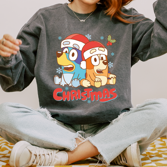Christmas Bluey and Bingo PNG SVG | Retro Christmas Sublimation | Xmas T shirt Design