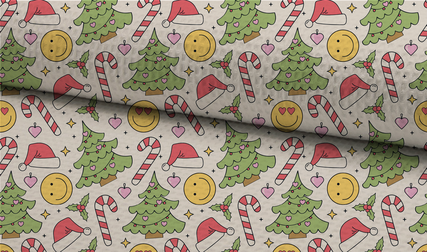 Christmas Groovy Doodles Seamless Pattern, Christmas Pattern for Fabric Sublimation