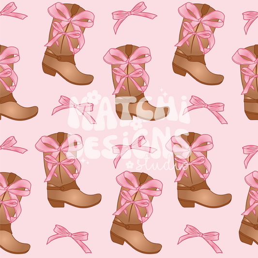 Western Coquette Seamless Pattern, Coquette Cowgirl Pattern for Fabric Sublimation