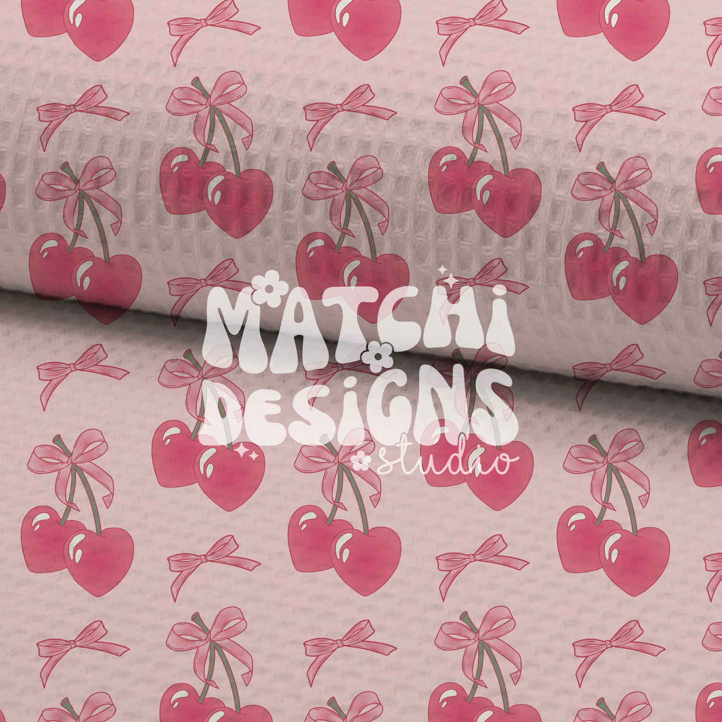 Coquette Bows & Cherry Seamless Pattern, Coquette Girl Pattern for Fabric Sublimation