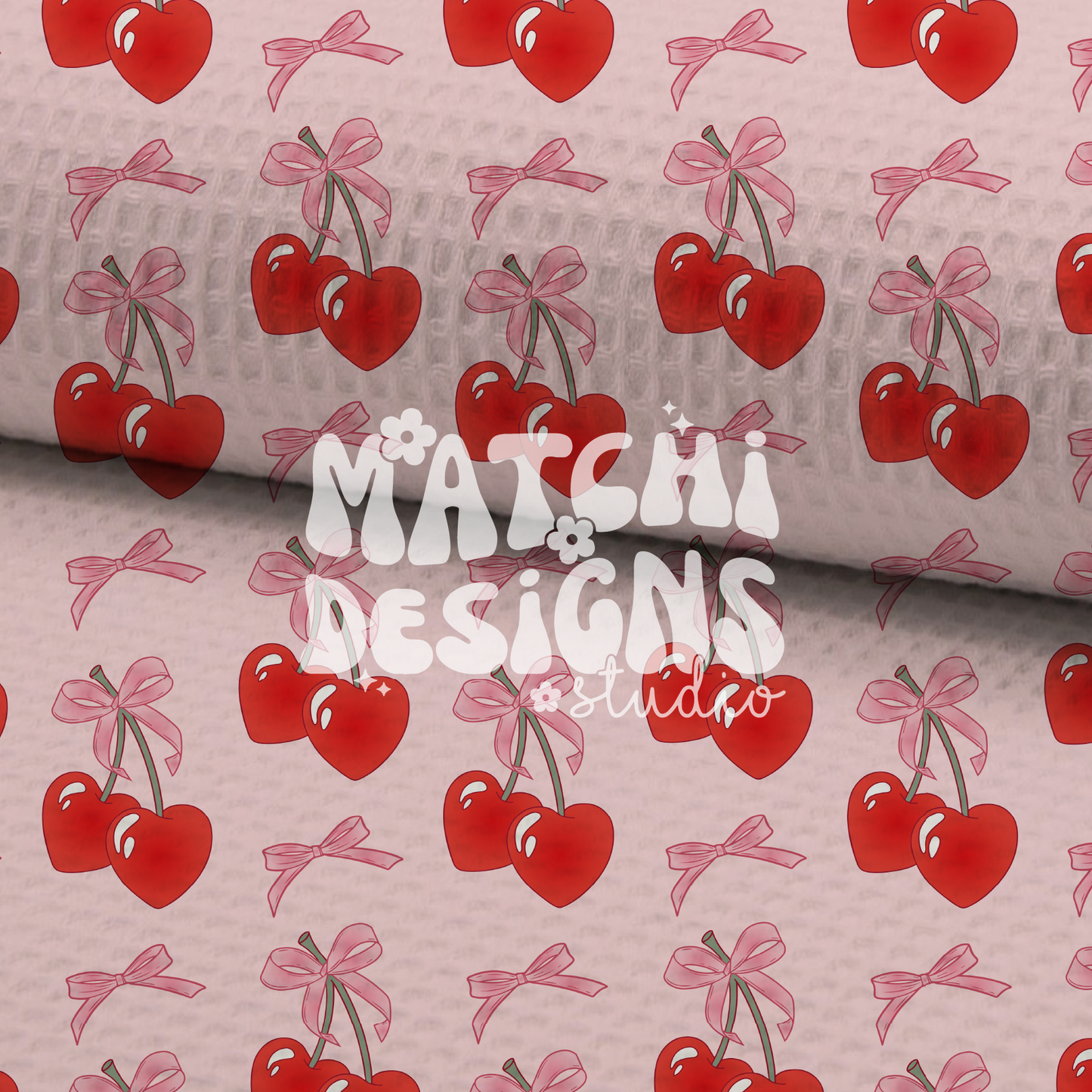 Coquette Bows & Cherry Seamless Pattern, Coquette Girl Pattern for Fabric Sublimation