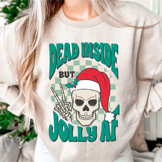 Dead Inside But Jolly Af PNG | Retro Christmas Sublimation | Funny Xmas T shirt Design