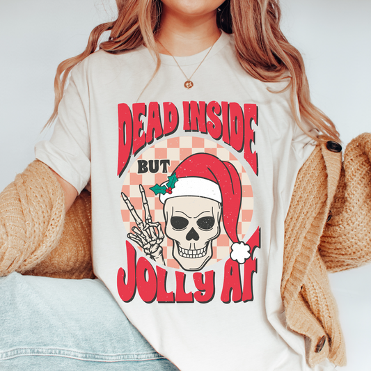 Dead Inside But Jolly Af PNG | Retro Christmas Sublimation | Funny Xmas T shirt Design
