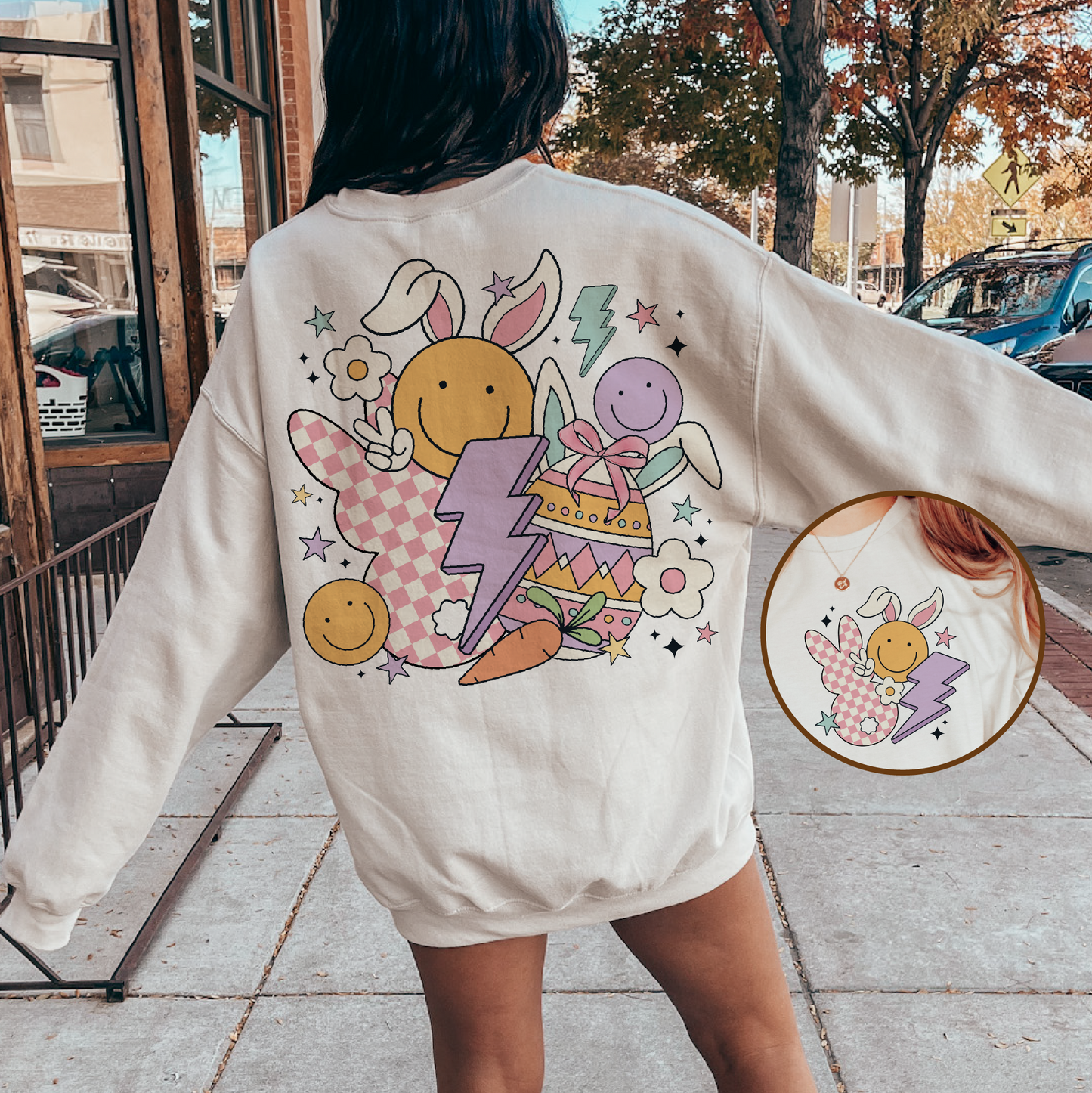 Easter Doodles PNG SVG | Retro Easter Bunny Sublimation | T shirt Design + pocket
