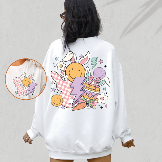 Easter Doodles PNG SVG | Retro Easter Bunny Sublimation | T shirt Design + pocket