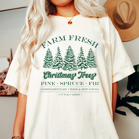 Farm Fresh Christmas Trees PNG SVG | Christmas Sublimation | Aesthetic T shirt Design