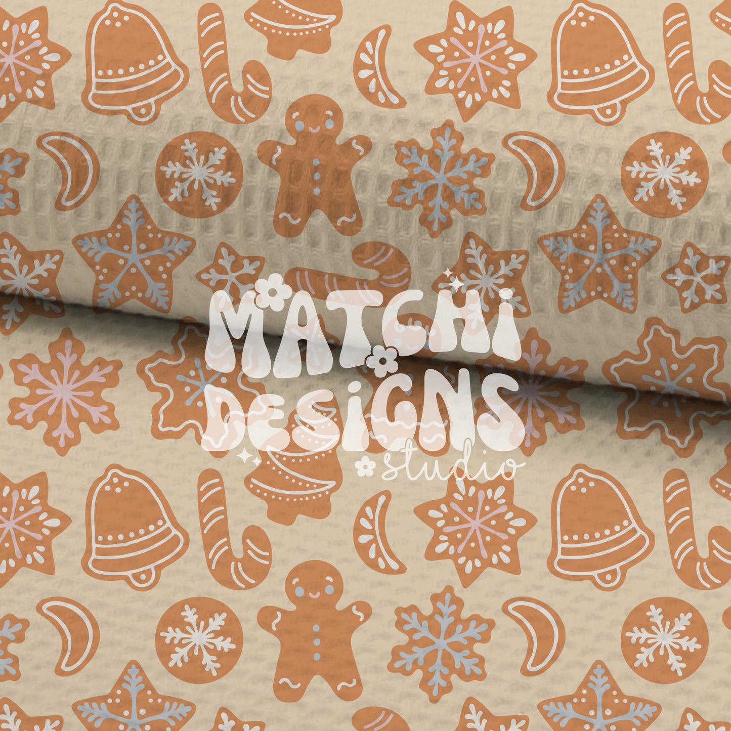 Gingerbread Cookies Seamless Pattern, Christmas Pattern for Fabric Sublimation