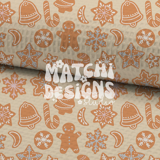 Gingerbread Cookies Seamless Pattern, Christmas Pattern for Fabric Sublimation