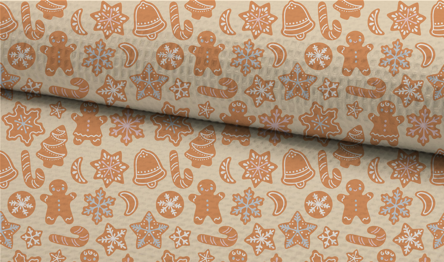 Gingerbread Cookies Seamless Pattern, Christmas Pattern for Fabric Sublimation