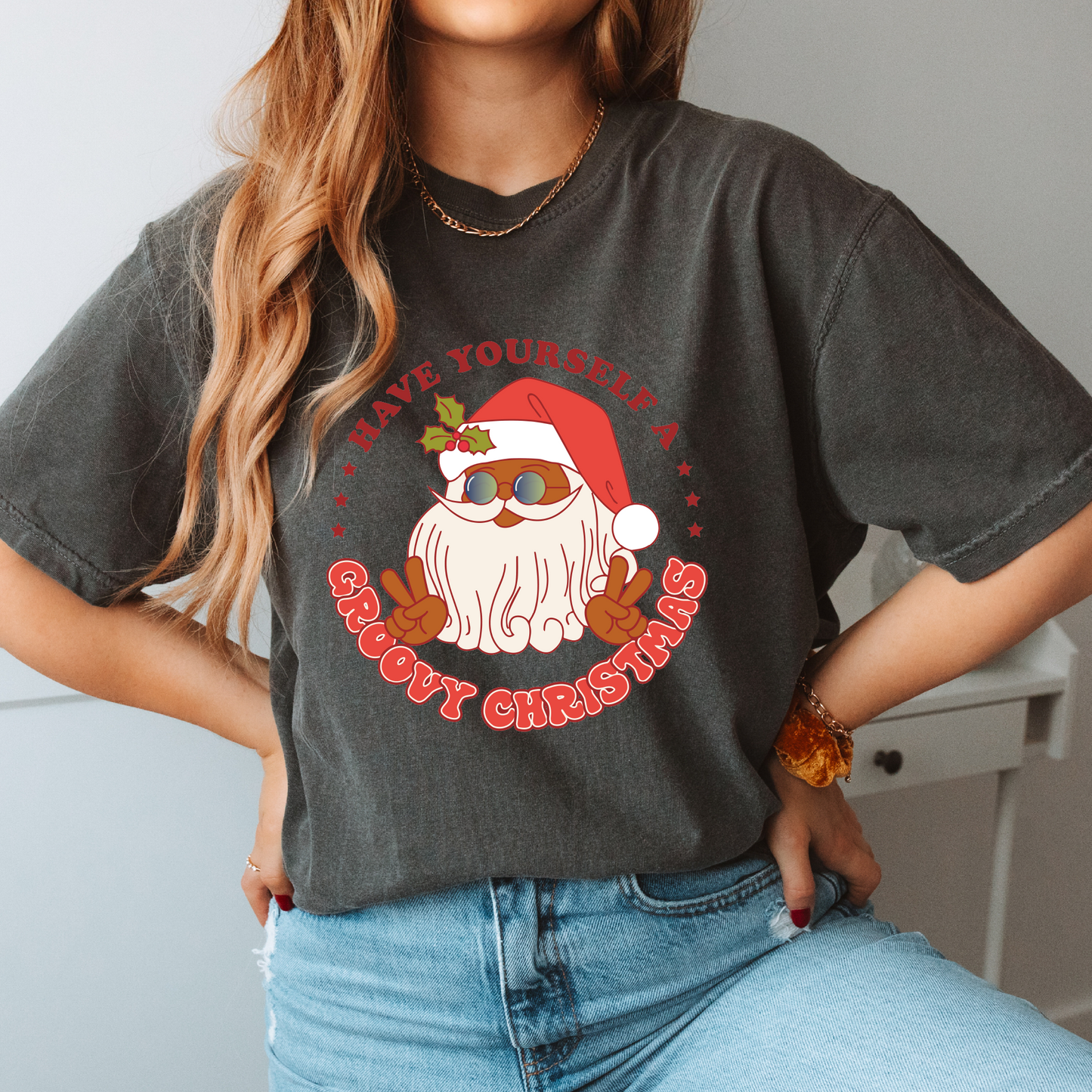 Have Yourself a Groovy Christmas PNG SVG | Groovy Santa Sublimation | Xmas T shirt Design