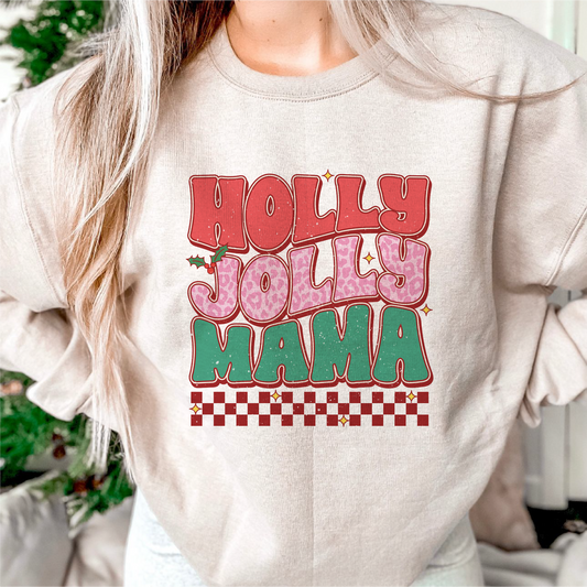 Holly Jolly Mama PNG SVG | Retro Christmas Sublimation | Mama and Mini T shirt Design