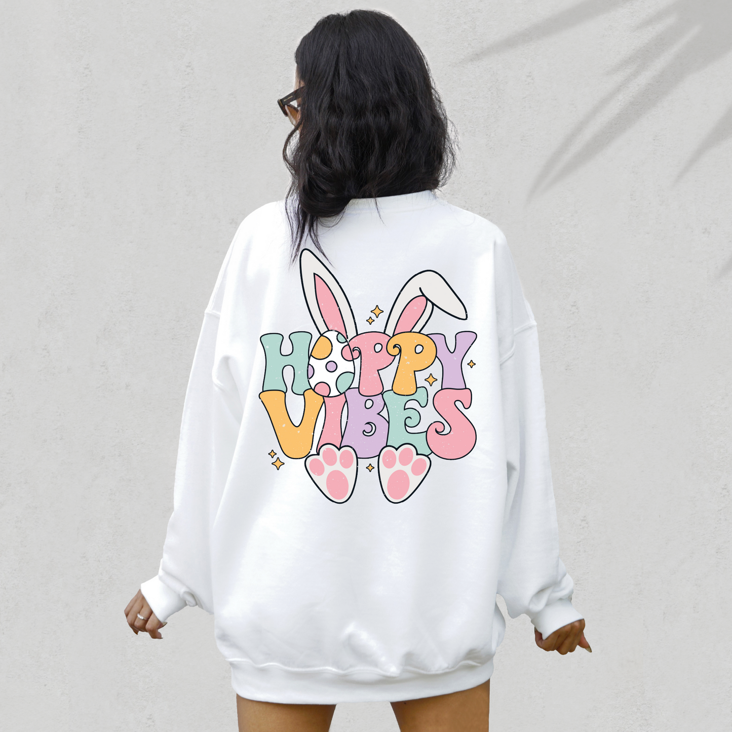 Hoppy Vibes Bunny Ears PNG SVG | Retro Easter Sublimation | Cute Easter T shirt Design