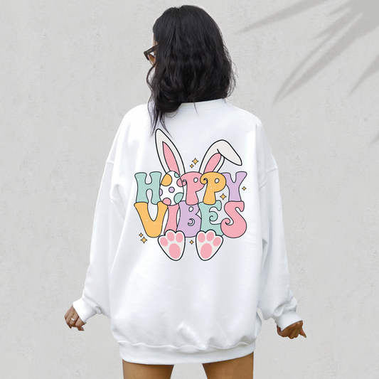 Hoppy Vibes Bunny Ears PNG SVG | Retro Easter Sublimation | Cute Easter T shirt Design