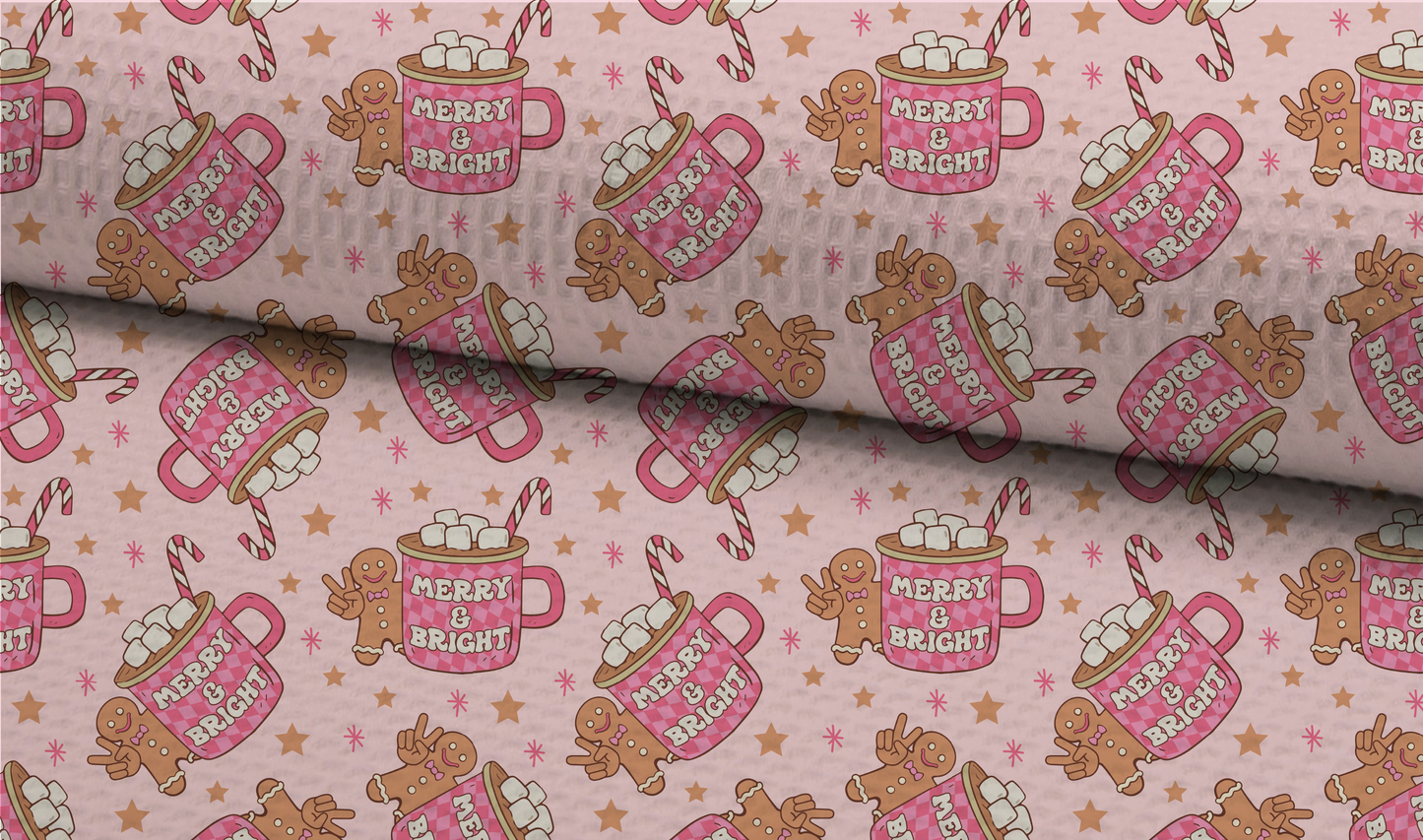 Christmas Hot Cocoa Seamless Pattern, Christmas Pink Pattern for Fabric Sublimation